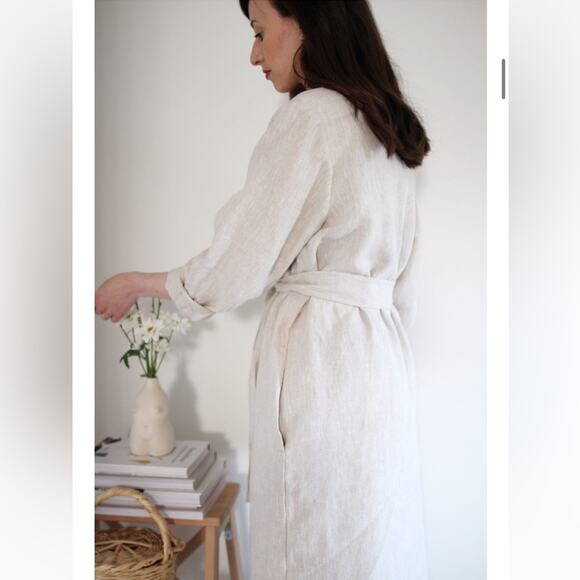 Only Child Fern Trench in Linen oatmeal neutral natural linen coat spring summer - Picture 3 of 14